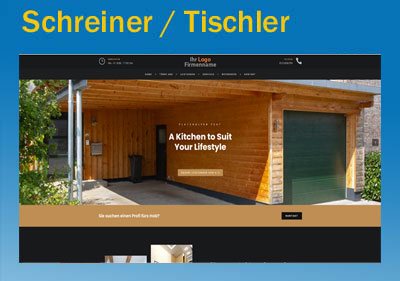 Homepage für Schreiner. Website Demo