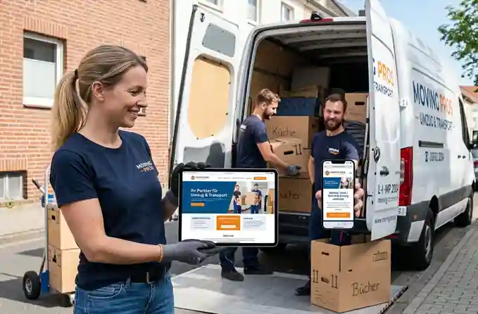 Tablet & Smartphone mit Transporter Umzug